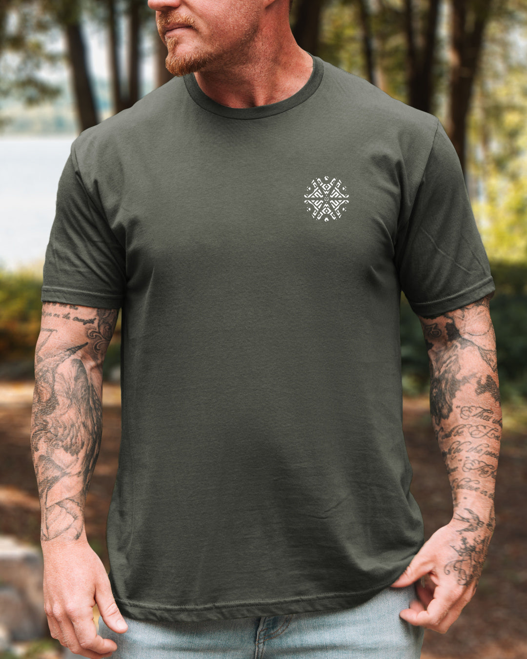 Perun Symbol Ornament II — Khaki (Standard)